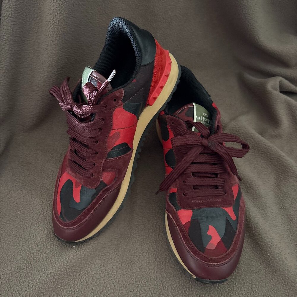 Valentino Garavani Rocketrunner Red Camo Sneakers US 7 EU 37